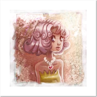 Curly Pink Hair Posters and Art